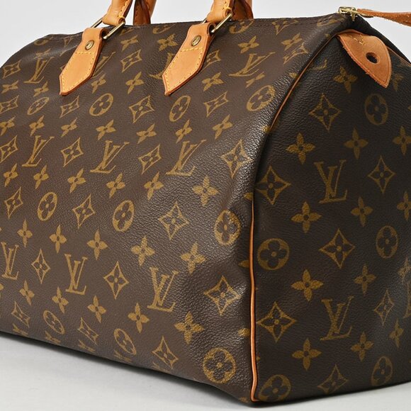 LOUIS VUITTON Brown Monogram Speedy 35 Boston Bag - Picture 2 of 9
